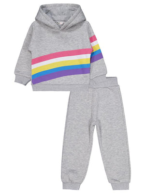 Civil Girls Gökkuşağı Baskılı 2-5 Yaş Eşofman Takımı - Gri