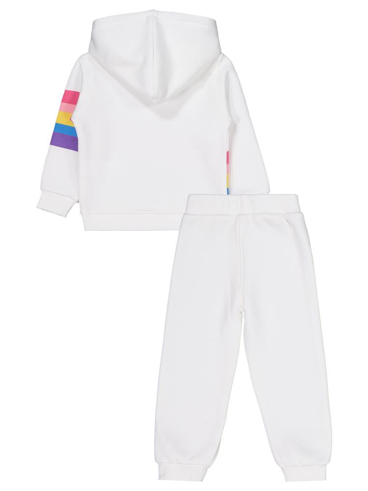 Civil Girls Gökkuşağı Baskılı 2-5 Yaş Eşofman Takımı - Ekru