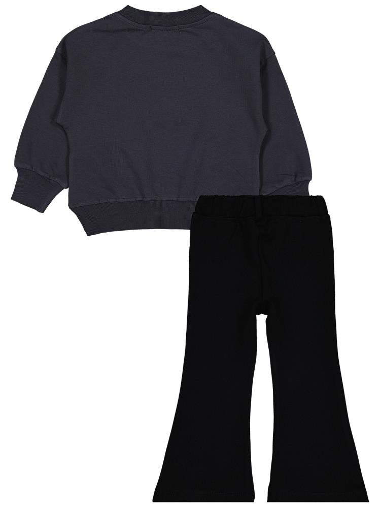 Civil Girls Simli Kelebek Baskılı 2-5 Yaş Takım - Gri