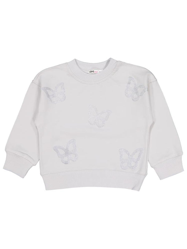 Civil Girls Simli Kelebek Baskılı 2-5 Yaş Takım - Gri