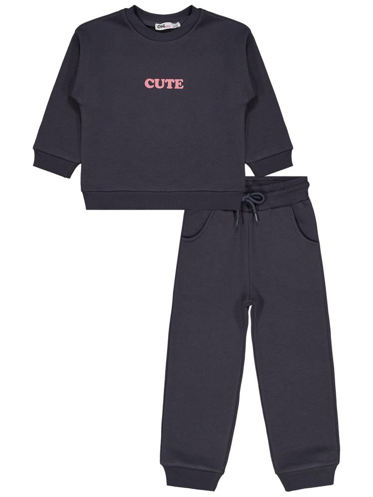 Civil Girls Cute Baskılı 2-5 Yaş Eşofman Takımı - Gri