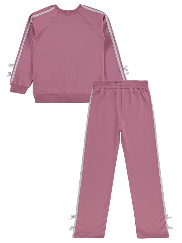 Civil Girls Şeritli Fiyonklu 10-13 Yaş Eşofman Takımı - Pembe