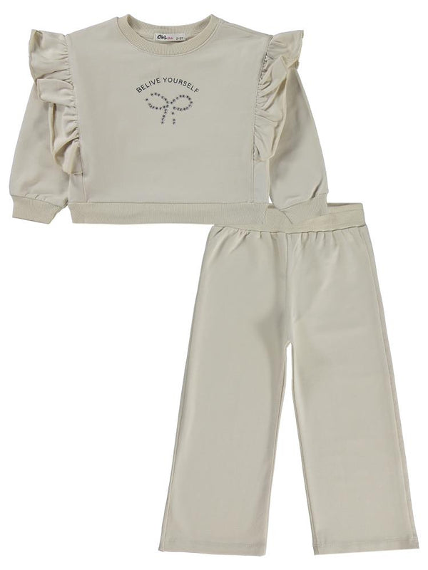 Civil Girls Belive Yourself 2-5 Yaş Eşofman Takımı - Bej
