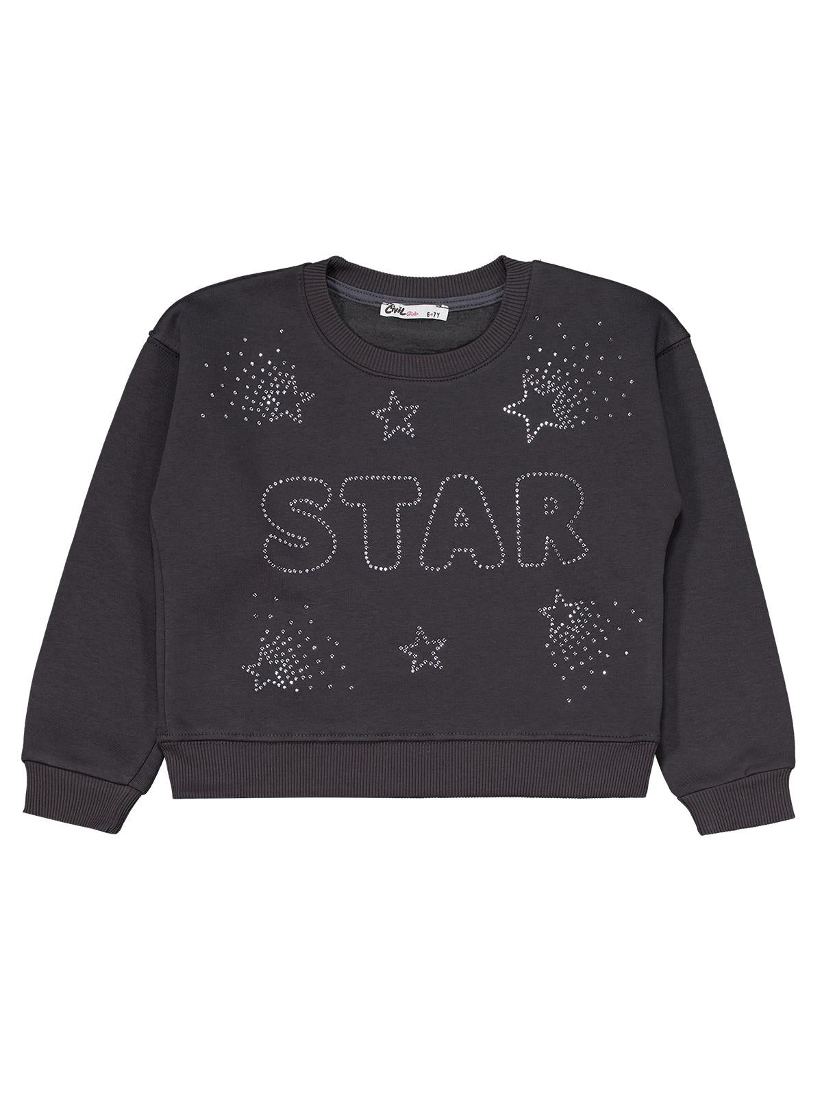 Civil Girls Star Baskılı 6-9 Yaş Eşofman Takımı - Gri