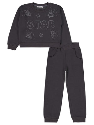 Civil Girls Star Baskılı 6-9 Yaş Eşofman Takımı - Gri