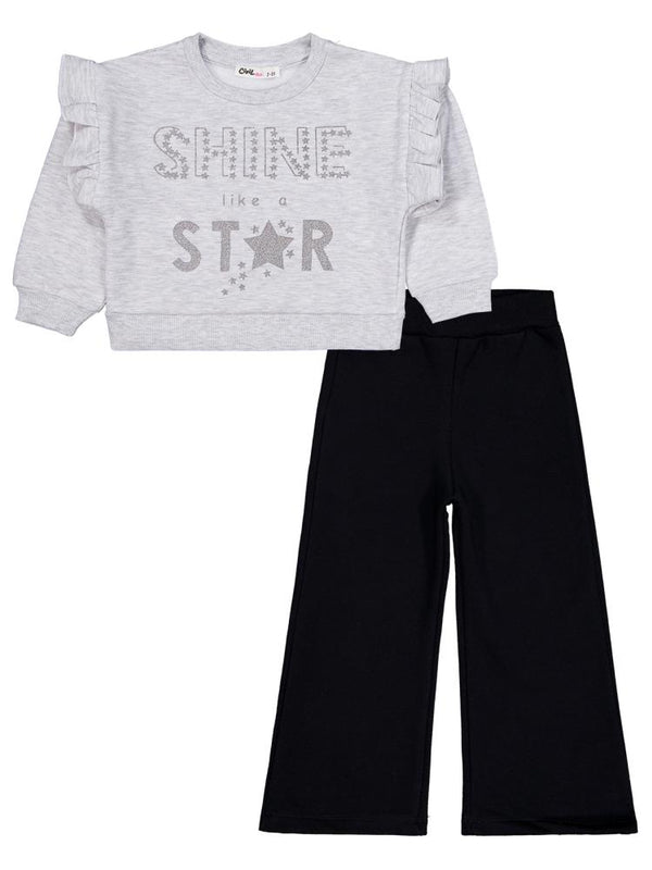 Civil Girls Shıne Star Baskılı 2-5 Yaş Eşofman Takımı - Gri