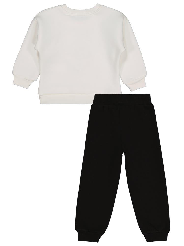 Civil Girls Kalpli Love Nakışlı 2-5 Yaş Eşofman Takımı - Ekru