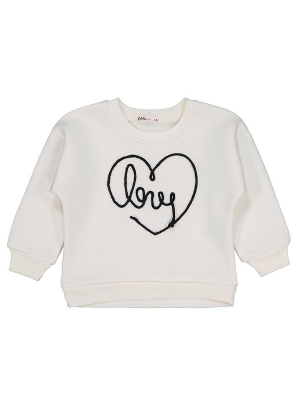 Civil Girls Kalpli Love Nakışlı 2-5 Yaş Eşofman Takımı - Ekru