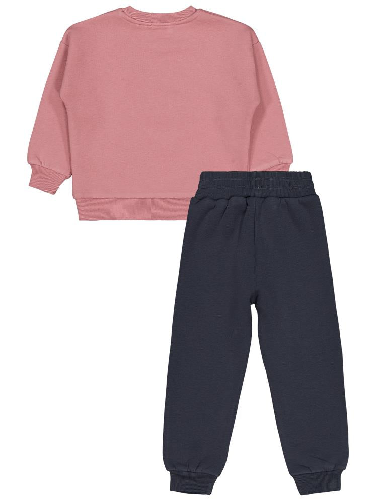 Civil Girls Kalpli Love Nakışlı 2-5 Yaş Eşofman Takımı - Pembe