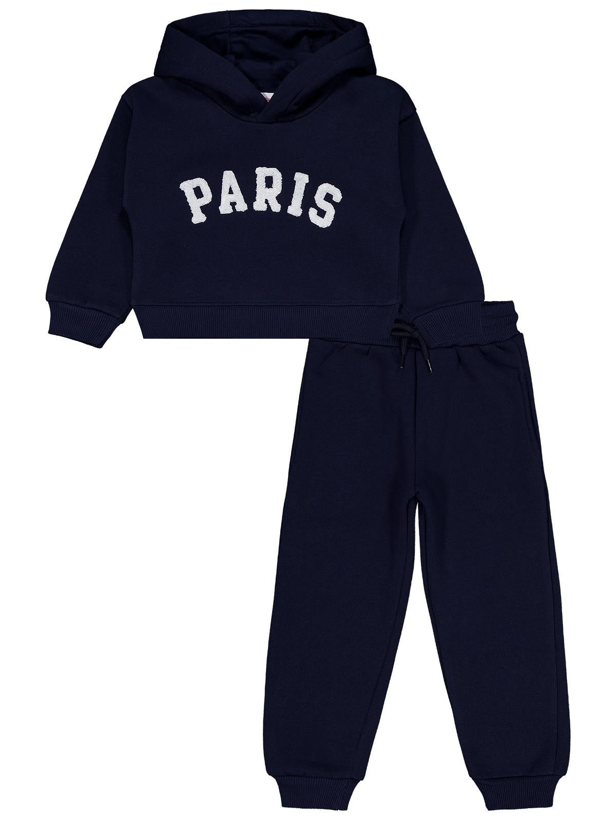 Civil Girls Paris Nakışlı 2-5 Yaş Eşofman Takımı - Lacivert