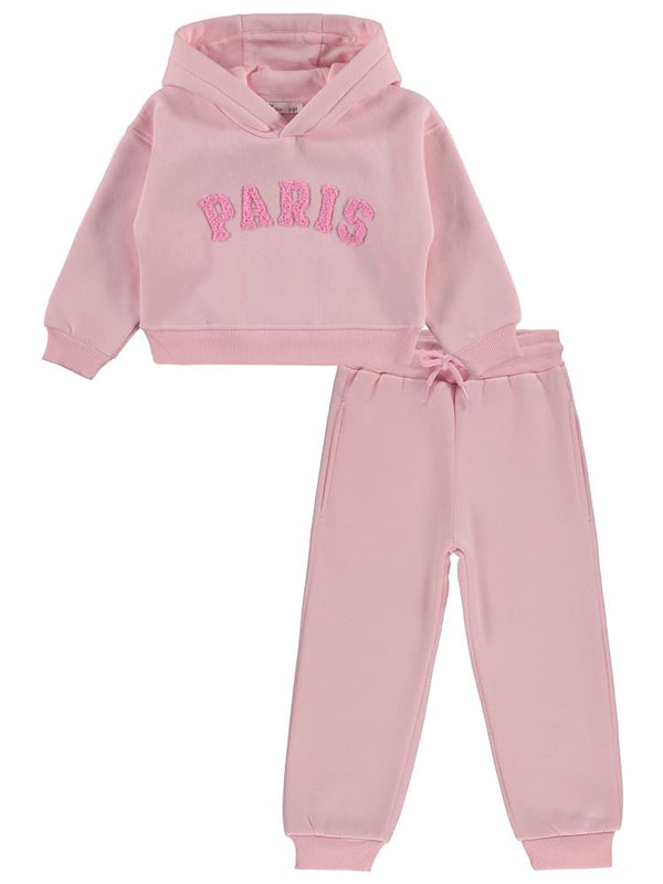 Civil Girls Paris Nakışlı 2-5 Yaş Eşofman Takımı - Pembe