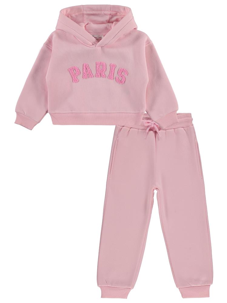 Civil Girls Paris Nakışlı 2-5 Yaş Eşofman Takımı - Pembe