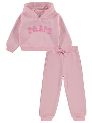 Civil Girls Paris Nakışlı 2-5 Yaş Eşofman Takımı - Pembe