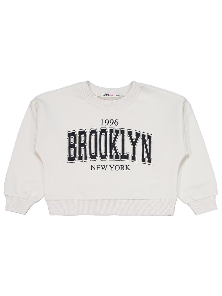 Civil Girls Brooklyn Baskılı 2-5 Yaş Eşofman Takımı - Ekru