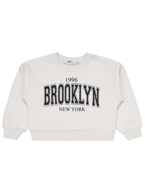 Civil Girls Brooklyn Baskılı 2-5 Yaş Eşofman Takımı - Ekru