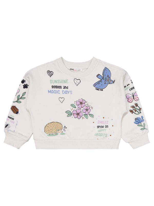 Civil Girls Magic Day Baskılı 2-5 Yaş Eşofman Takımı - Ekru