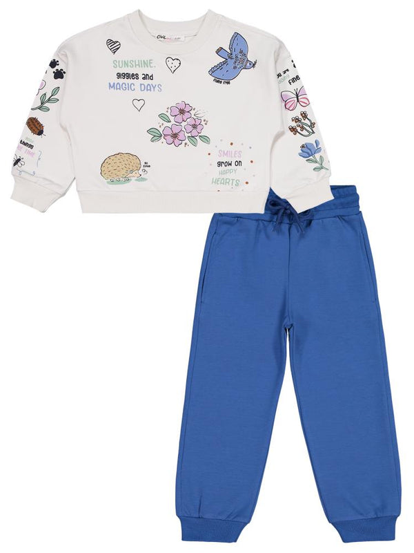 Civil Girls Magic Day Baskılı 2-5 Yaş Eşofman Takımı - Ekru