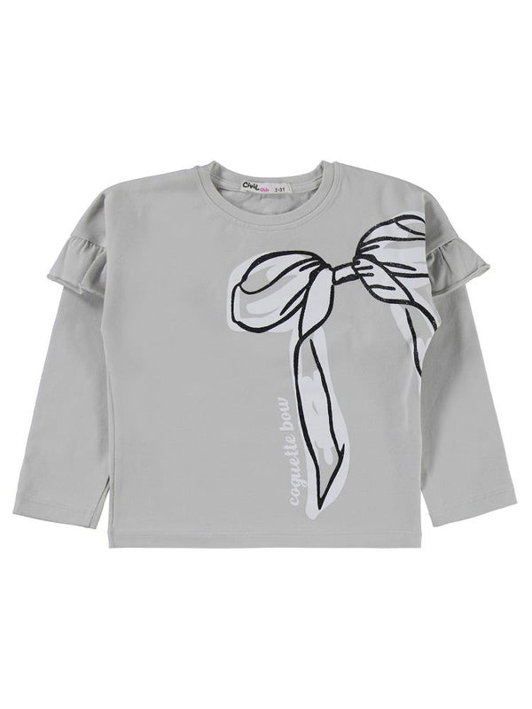 Civil Girls Fiyonk Baskılı 2-5 Yaş Takım - Gri