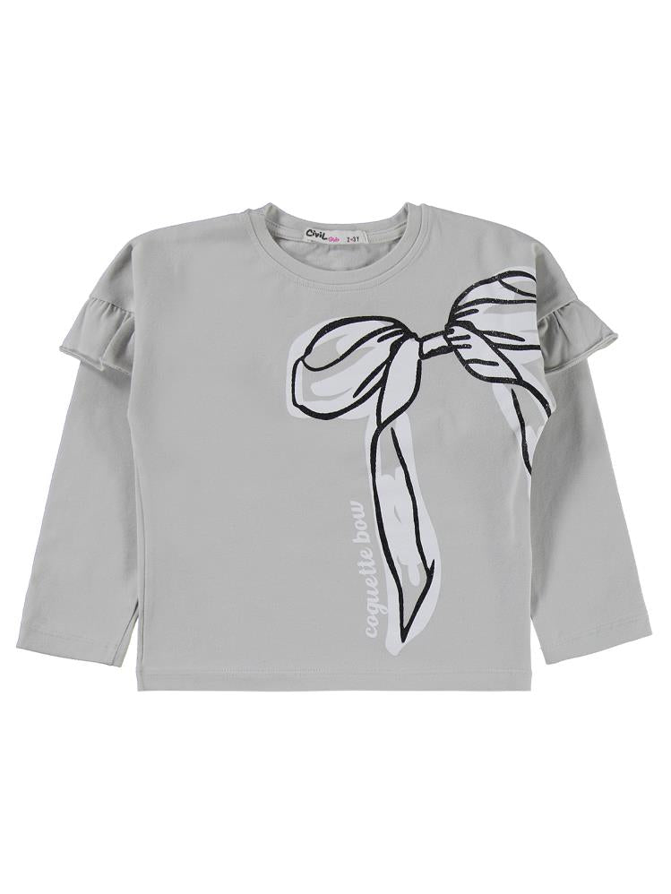 Civil Girls Fiyonk Baskılı 2-5 Yaş Takım - Gri