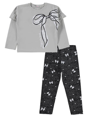 Civil Girls Fiyonk Baskılı 2-5 Yaş Takım - Gri