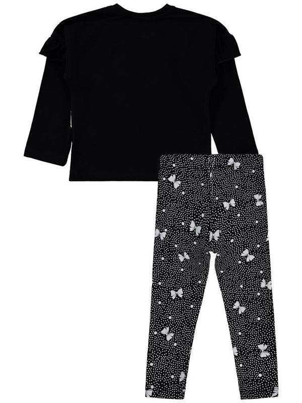 Civil Girls Fiyonk Baskılı 2-5 Yaş Takım - Siyah