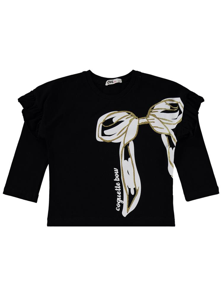 Civil Girls Fiyonk Baskılı 2-5 Yaş Takım - Siyah