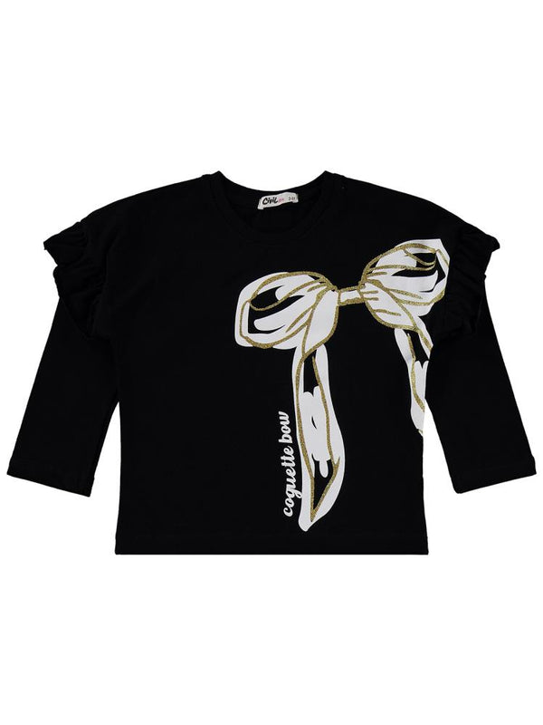 Civil Girls Fiyonk Baskılı 2-5 Yaş Takım - Siyah