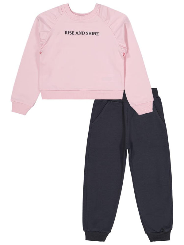 Civil Girls Rıse And Shıne Baskılı 2-5 Yaş Eşofman Takımı - Pudra