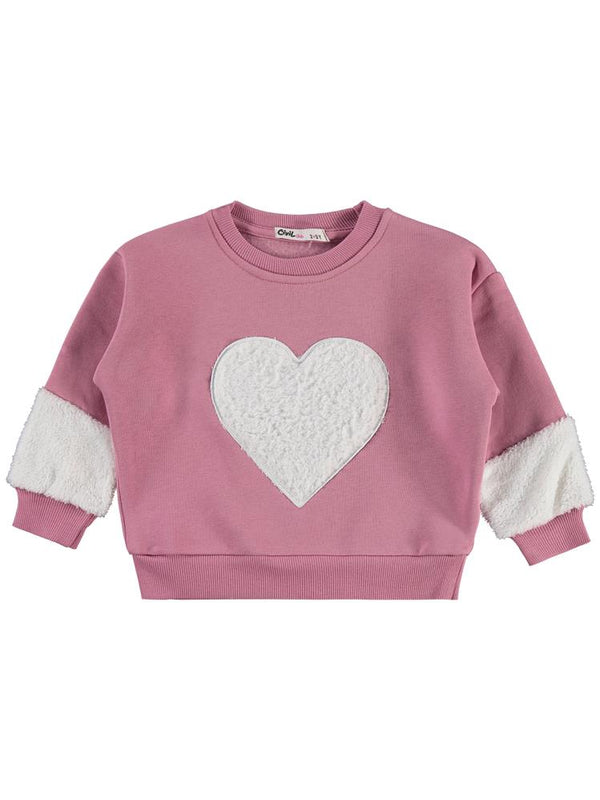 Civil Girls Kalp Nakışlı 2-5 Yaş Eşofman Takımı - Softpembe-Grimelanj