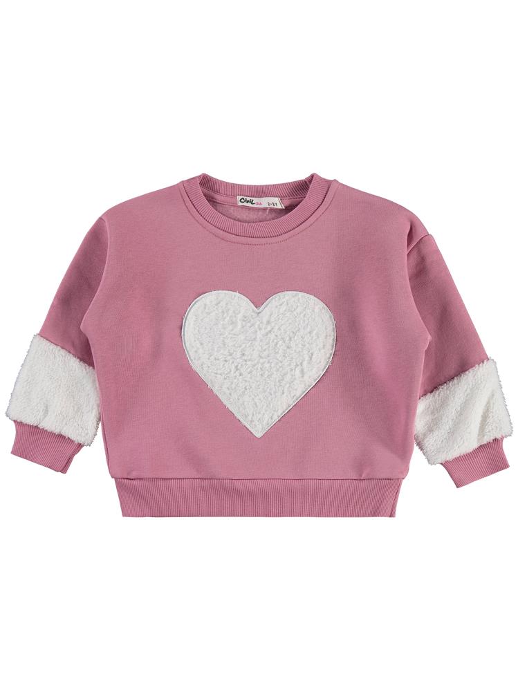 Civil Girls Kalp Nakışlı 2-5 Yaş Eşofman Takımı - Softpembe-Grimelanj