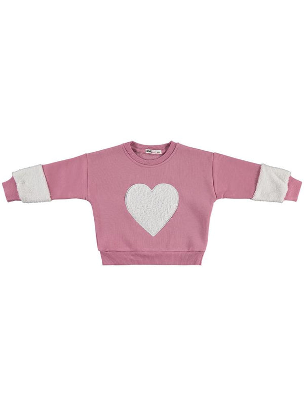 Civil Girls Kalp Nakışlı 2-5 Yaş Eşofman Takımı - Softpembe-Grimelanj