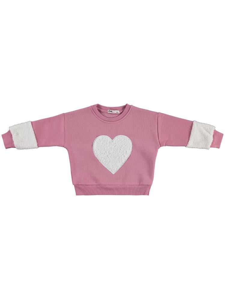 Civil Girls Kalp Nakışlı 2-5 Yaş Eşofman Takımı - Softpembe-Grimelanj