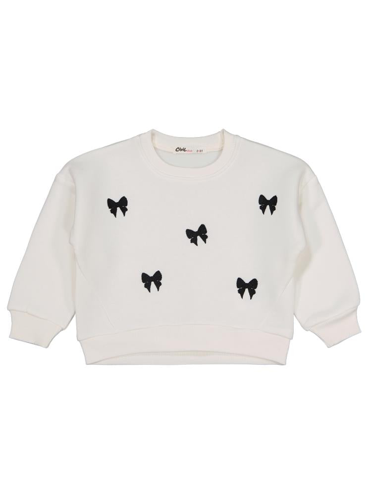 Civil Girls Fiyonk Nakışlı 2-5 Yaş Eşofman Takımı - Ekru