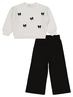 Civil Girls Fiyonk Nakışlı 2-5 Yaş Eşofman Takımı - Ekru