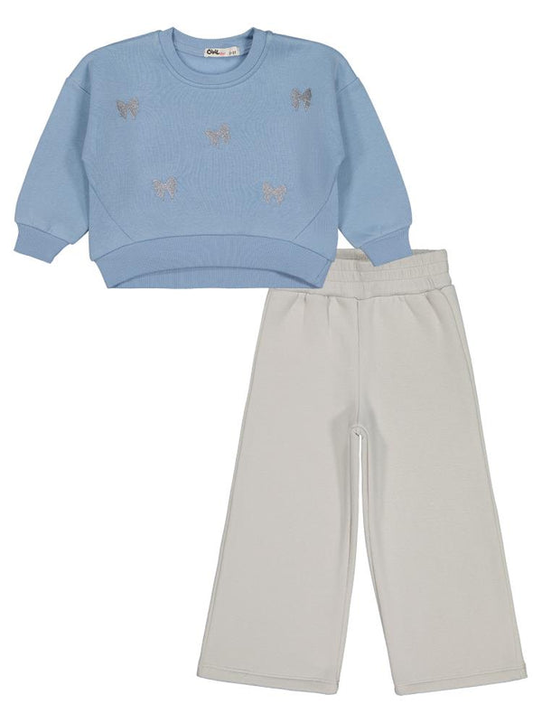 Civil Girls Fiyonk Nakışlı 2-5 Yaş Eşofman Takımı - Mavi