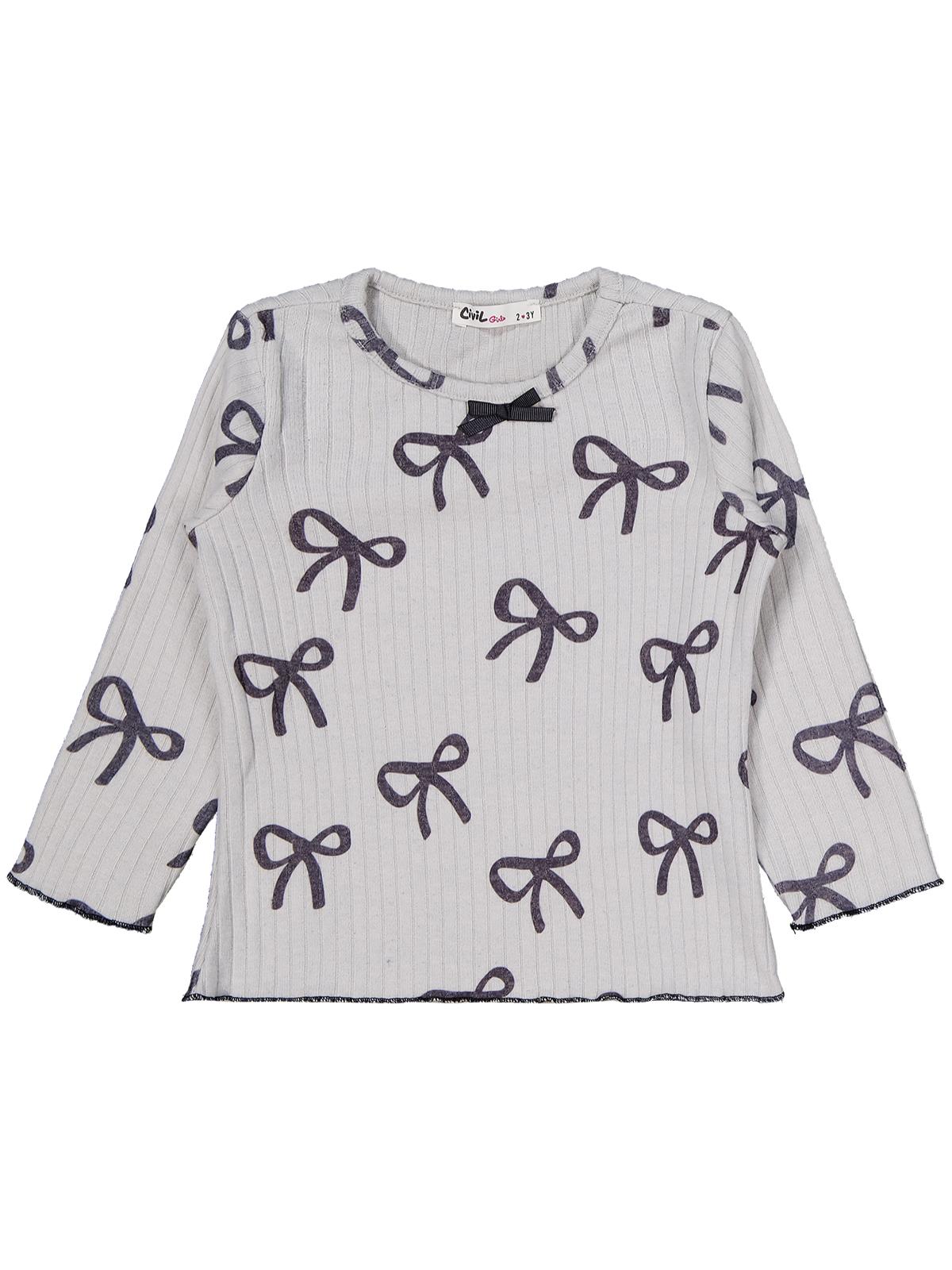 Civil Girls Kurdela Baskılı 2-5 Yaş Takım - Gri