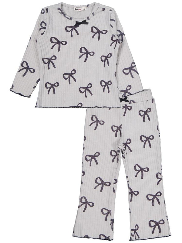 Civil Girls Kurdela Baskılı 2-5 Yaş Takım - Gri