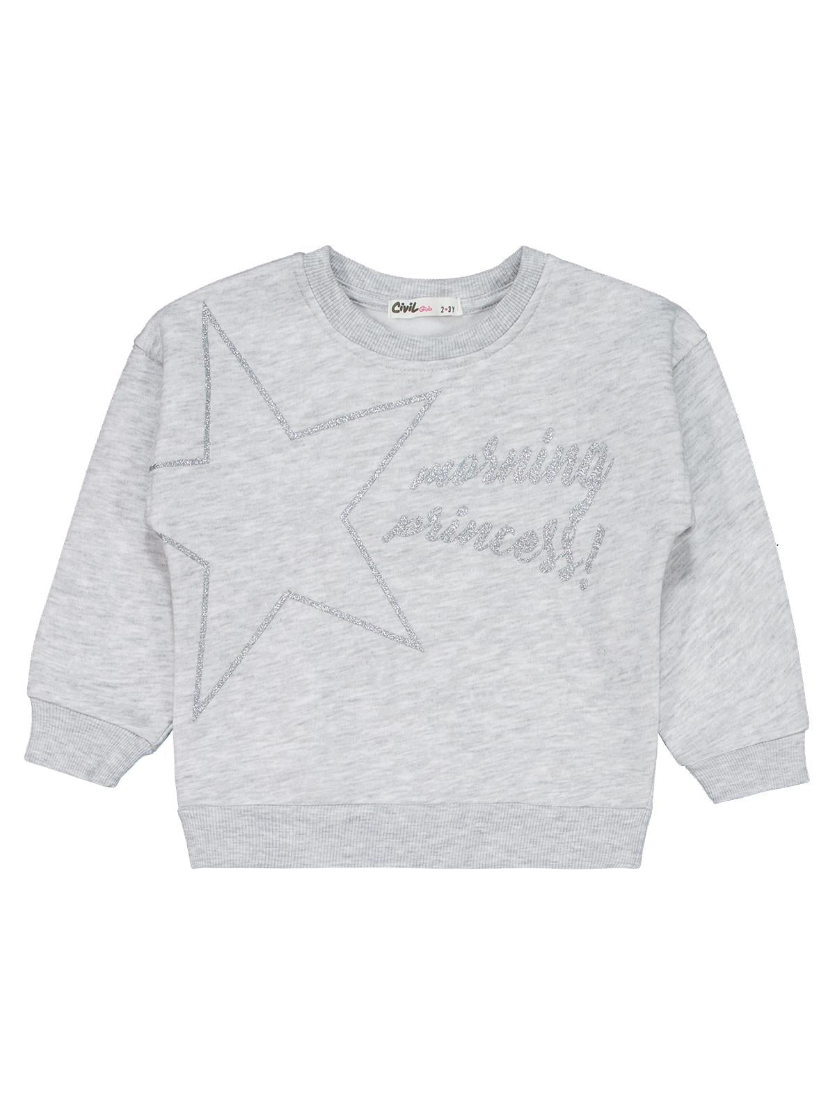 Civil Girls Yıldız Baskılı 2-5 Yaş Eşofman Takımı - Gri