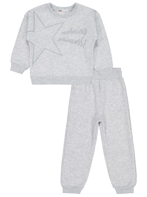 Civil Girls Yıldız Baskılı 2-5 Yaş Eşofman Takımı - Gri