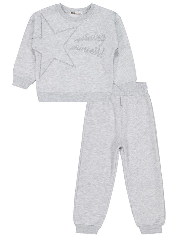 Civil Girls Yıldız Baskılı 2-5 Yaş Eşofman Takımı - Gri