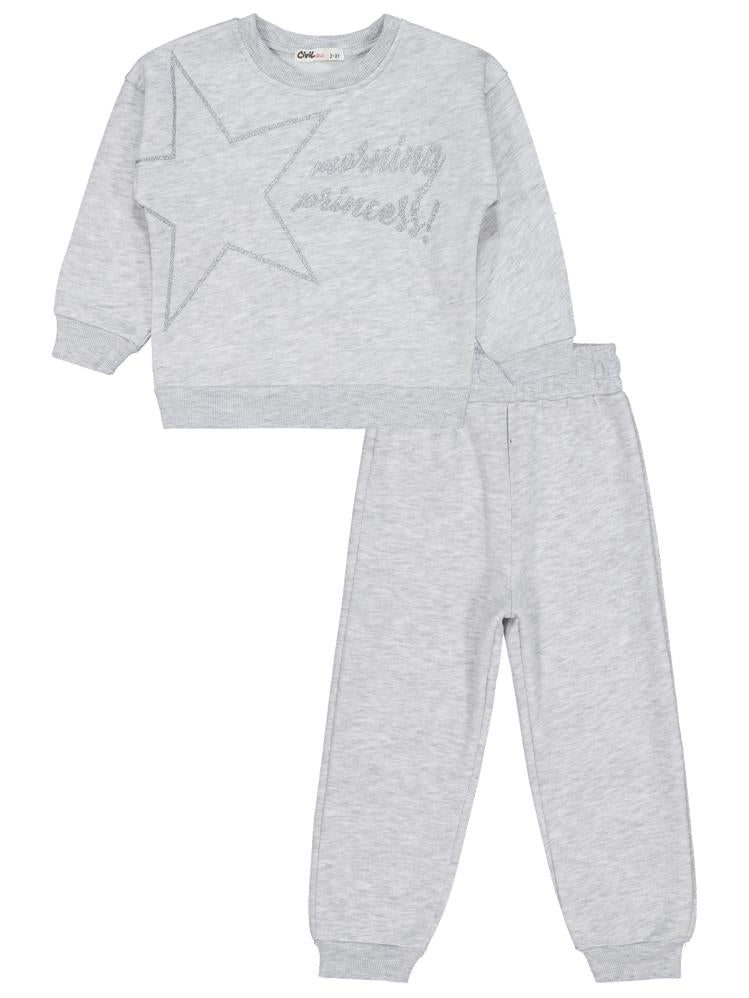 Civil Girls Yıldız Baskılı 2-5 Yaş Eşofman Takımı - Gri