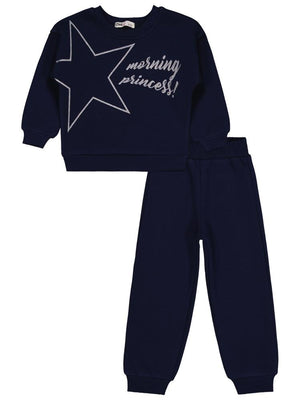 Civil Girls Yıldız Baskılı 2-5 Yaş Eşofman Takımı - Lacivert