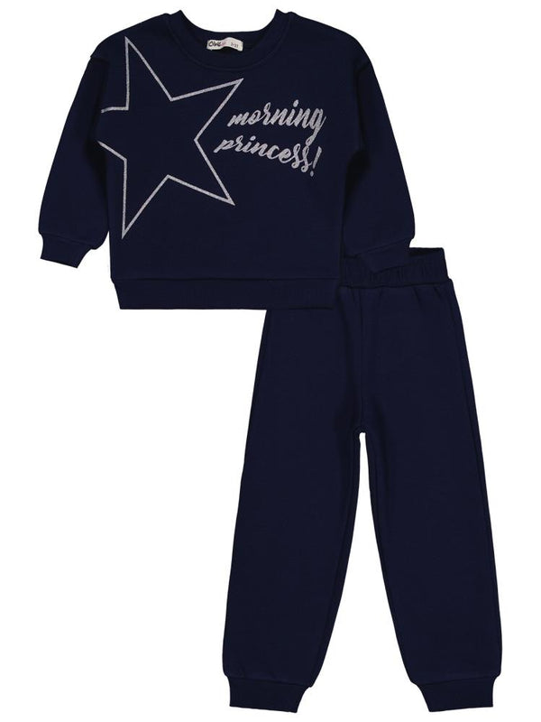 Civil Girls Yıldız Baskılı 2-5 Yaş Eşofman Takımı - Lacivert