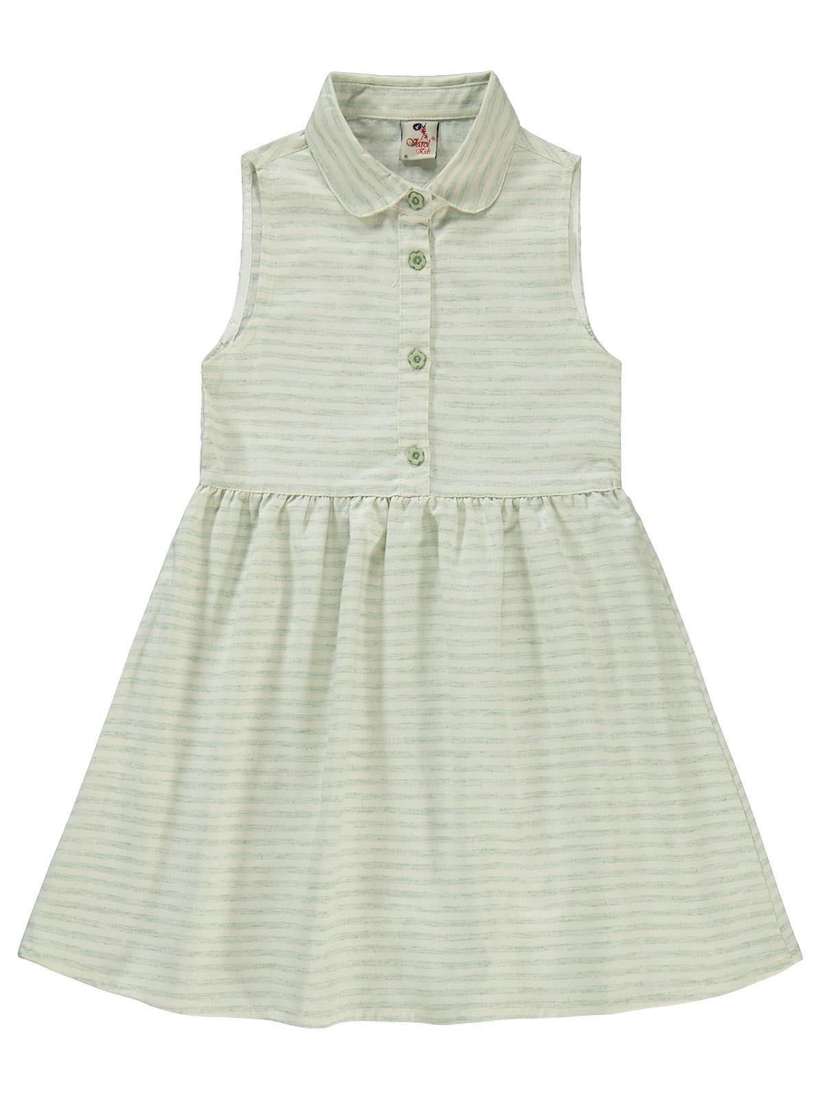 Civil Girls Çizgili 6-9 Yaş Elbise - Yeşil