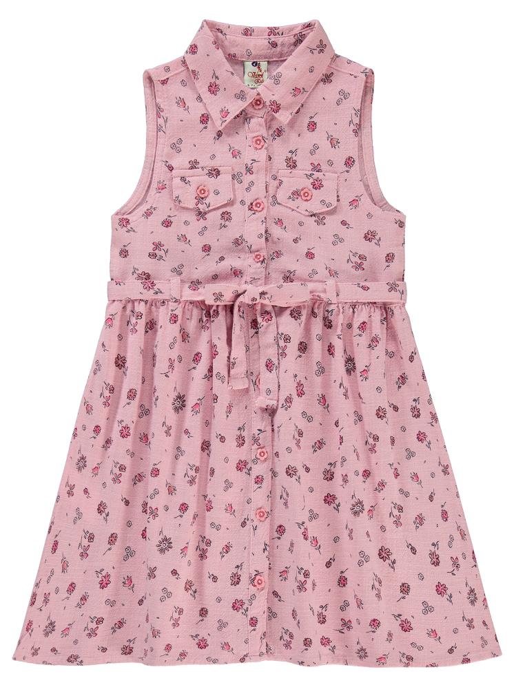Civil Girls Çiçekli 6-9 Yaş Elbise - Pembe