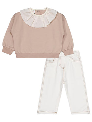 Civil Baby Dokuma Yaka 6-18 Ay Takım - Bej