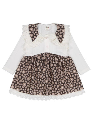 Civil Baby Çiçek Baskılı 6-18 Ay Elbise - Bej