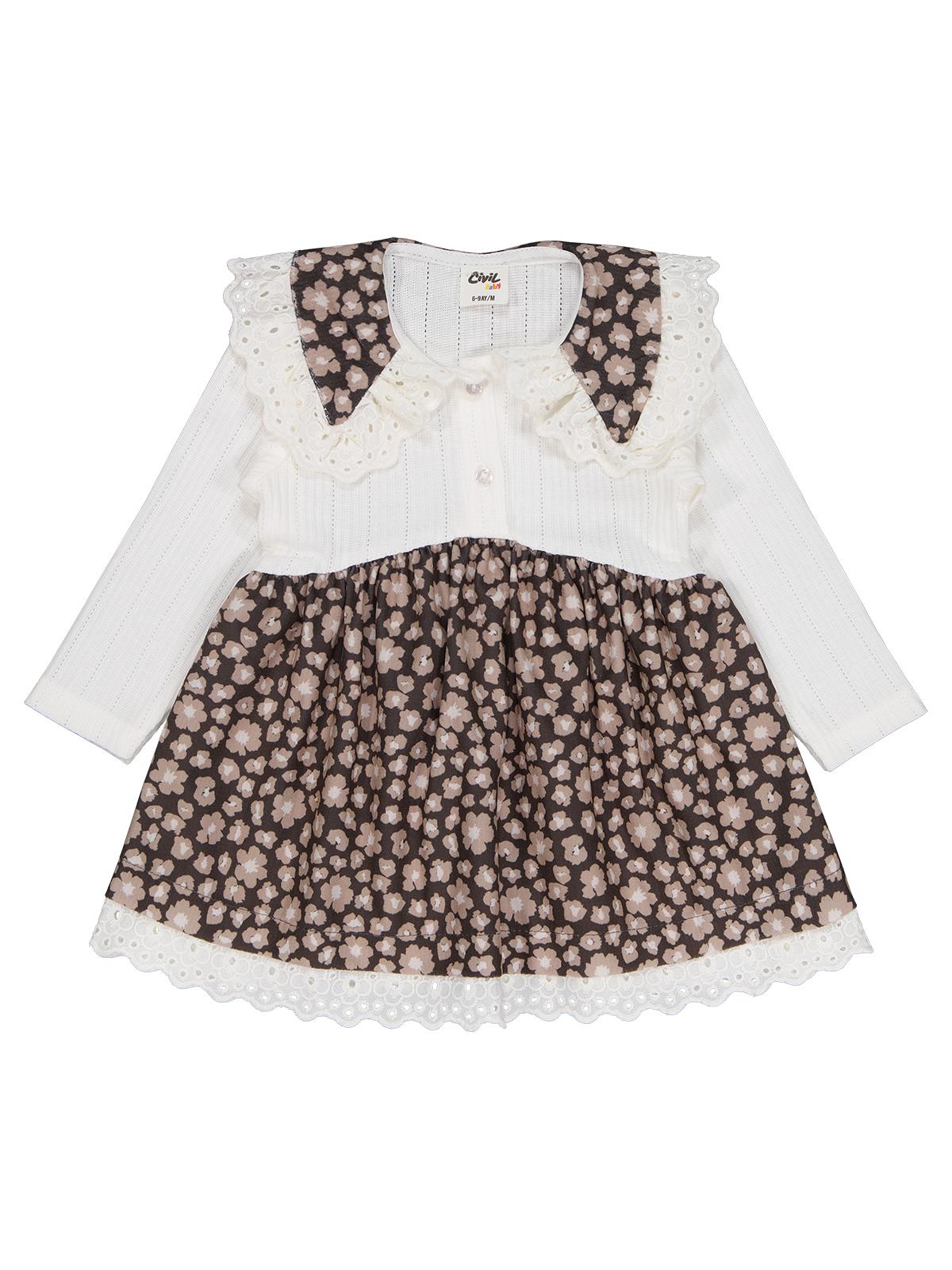 Civil Baby Çiçek Baskılı 6-18 Ay Elbise - Bej
