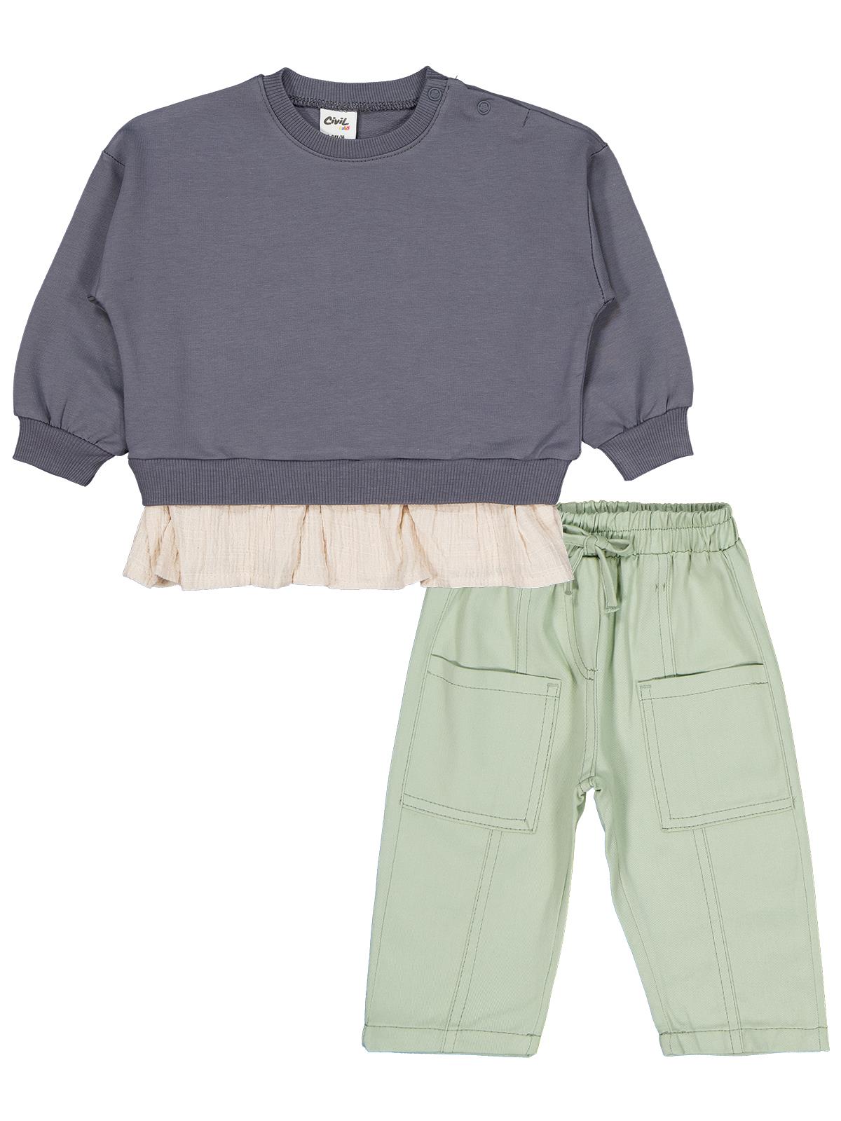 Civil Baby Çıkma Detaylı 6-18 Ay Takım - Gri