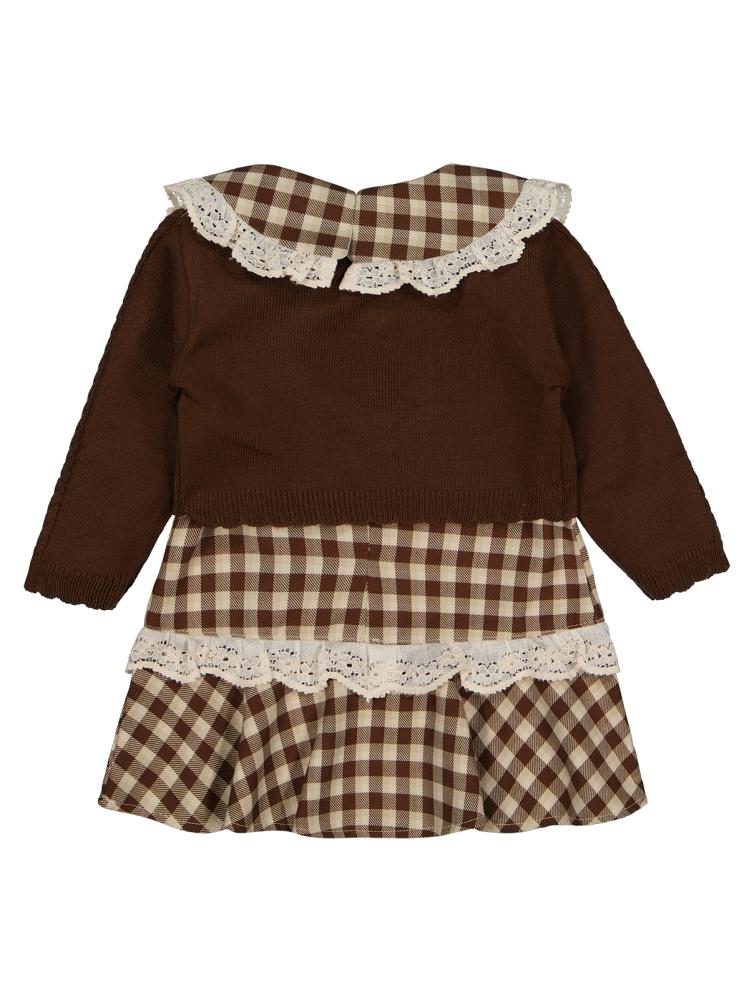 Civil Baby Pitikare Desenli 6-18 Ay Elbise - Kahverengi
